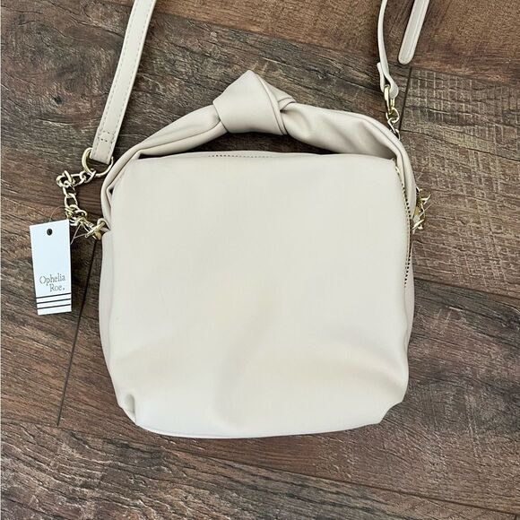 NWT🏷 Cream bag w/gold accents, short & long handles 2 compartments, CHIC! - Picture 3 of 14